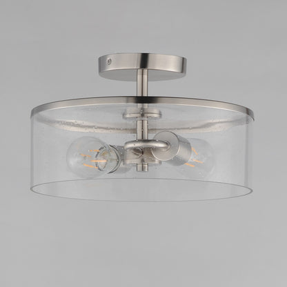Maxim Lighting Livingston 12in 2-Light Semi-Flush Mount | Modern Satin Nickel and Clear Seeded Glass | Bedroom & Hallway | Model 10469CDSN