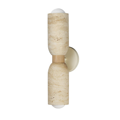 Maxim Lighting Pompeii 2 Light Wall Sconce, Travertine/Oyster