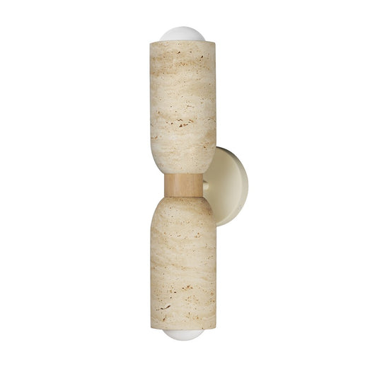 Maxim Lighting Pompeii 2 Light Wall Sconce, Travertine/Oyster