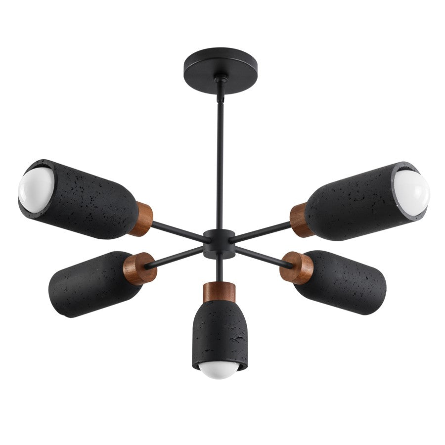 Maxim Lighting Pompeii 5 Light Chandelier, Lava/Black - 10625LVBK