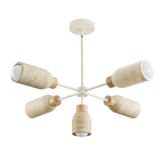 Maxim Lighting Pompeii 5 Light Chandelier, Travertine/Oyster