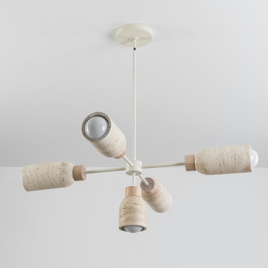 Maxim Lighting Pompeii 5 Light Chandelier, Travertine/Oyster