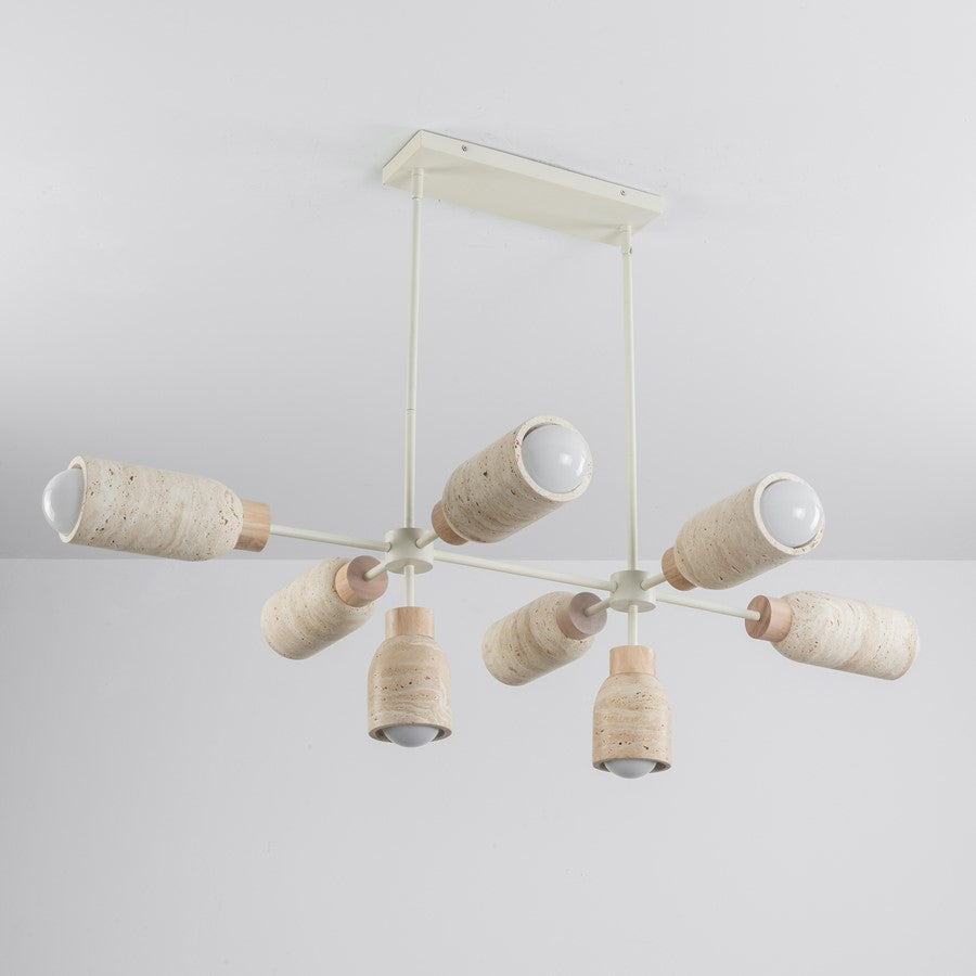 Maxim Lighting Pompeii 8 Light Linear Pendant, Travertine/Oyster