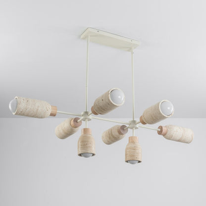 Maxim Lighting Pompeii 8 Light Linear Pendant, Travertine/Oyster