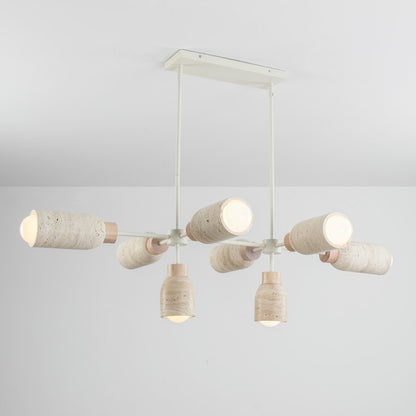 Maxim Lighting Pompeii 8 Light Linear Pendant, Travertine/Oyster