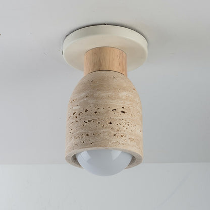 Maxim Lighting Pompeii 1 Light Flush Mount, Travertine/Oyster