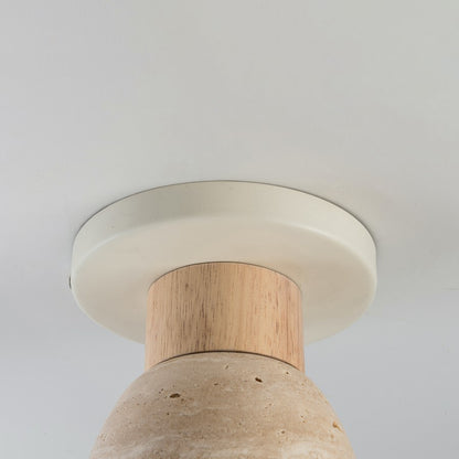 Maxim Lighting Pompeii 1 Light Flush Mount, Travertine/Oyster