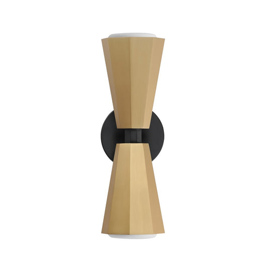 Maxim Lighting Rizzo 2 Light Wall Sconce, Black/Brass/Satin White