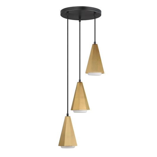 Maxim Lighting Rizzo 3Lt Multi-Light Pendant, Black/Brass/White