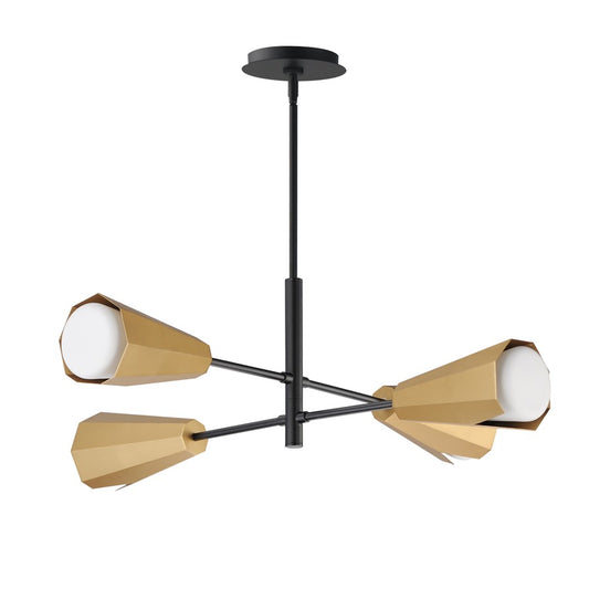 Maxim Lighting Rizzo 4 Light Chandelier, Black/Brass/Satin White