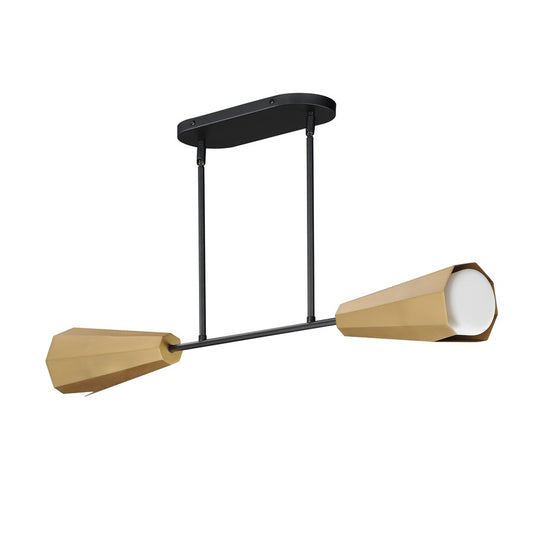 Maxim Lighting Rizzo 2Lt Linear Pendant, Black/Brass/Satin White