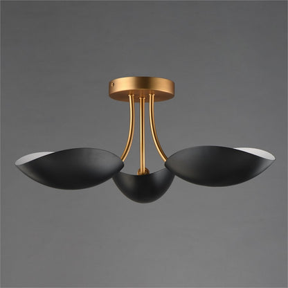 Maxim Lighting Maris 3Lt 8" Semi-Flush Mount, Black/Aged Brass