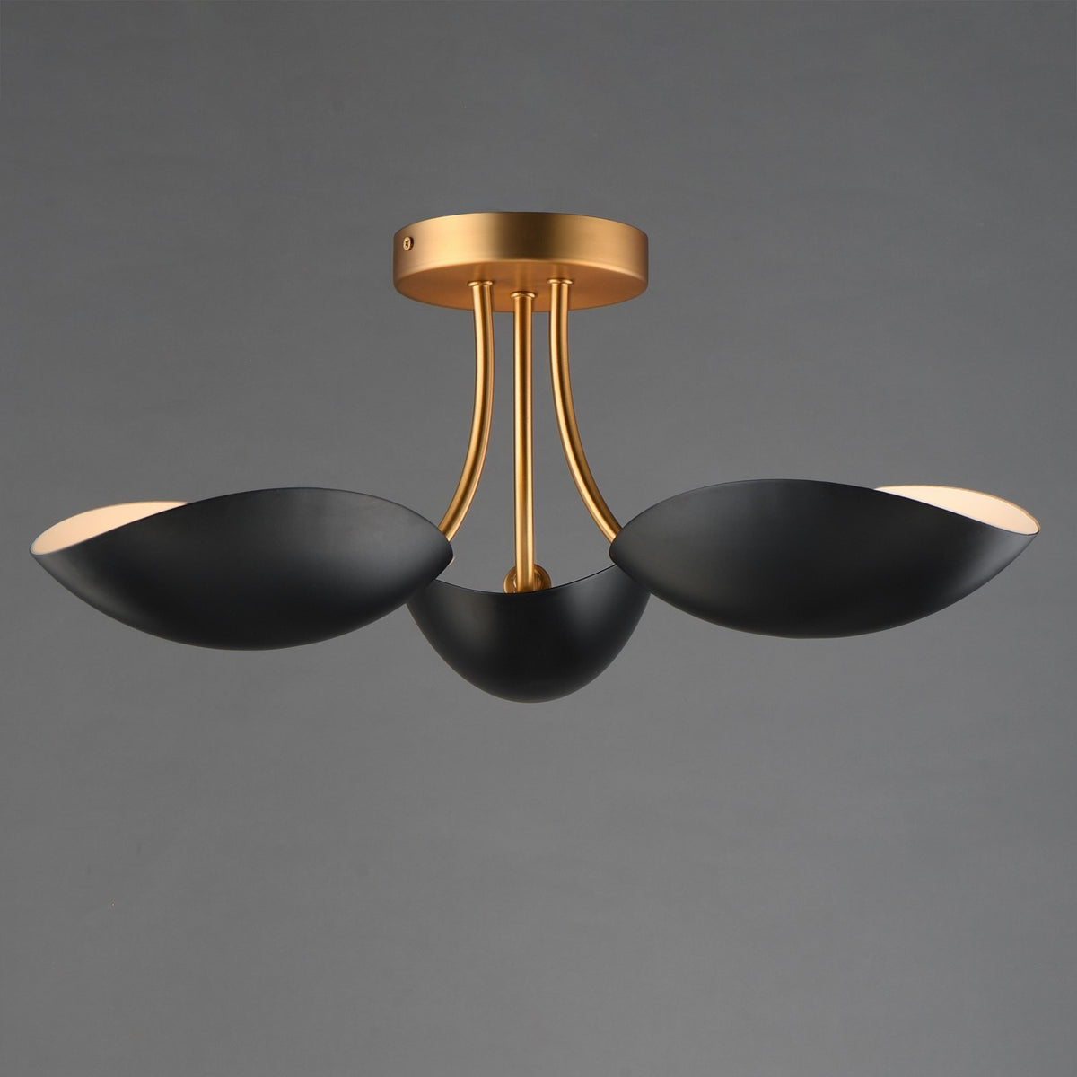 Maxim Lighting Maris 3Lt 8" Semi-Flush Mount, Black/Aged Brass