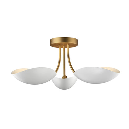 Maxim Lighting Maris 3Lt 8" Semi-Flush Mount, White/Aged Brass