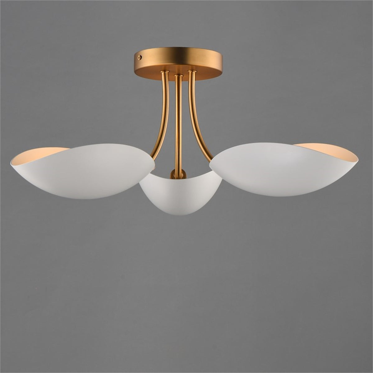 Maxim Lighting Maris 3Lt 8" Semi-Flush Mount, White/Aged Brass