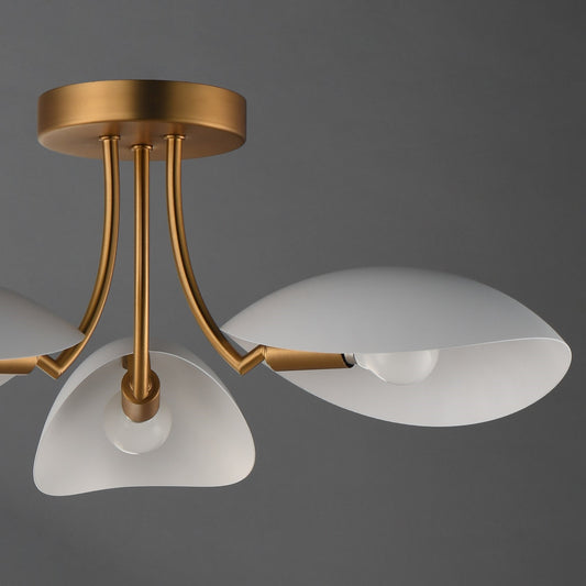 Maxim Lighting Maris 3Lt 8" Semi-Flush Mount, White/Aged Brass - 10823WTNAB