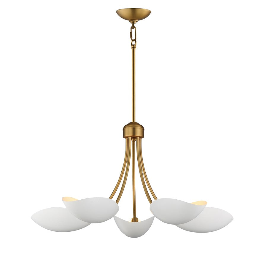 Maxim Lighting Maris 5Lt 14.25" Single-Tier Chandelier, White/Brass - 10825WTNAB
