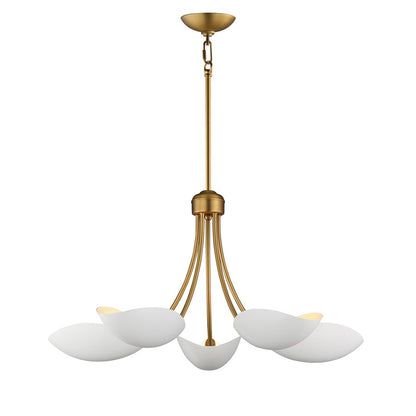 Maxim Lighting Maris 5Lt 14.25" Single-Tier Chandelier, White/Brass - 10825WTNAB