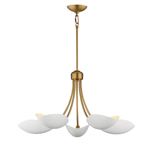 Maxim Lighting Maris 5Lt 14.25" Single-Tier Chandelier, White/Brass - 10825WTNAB