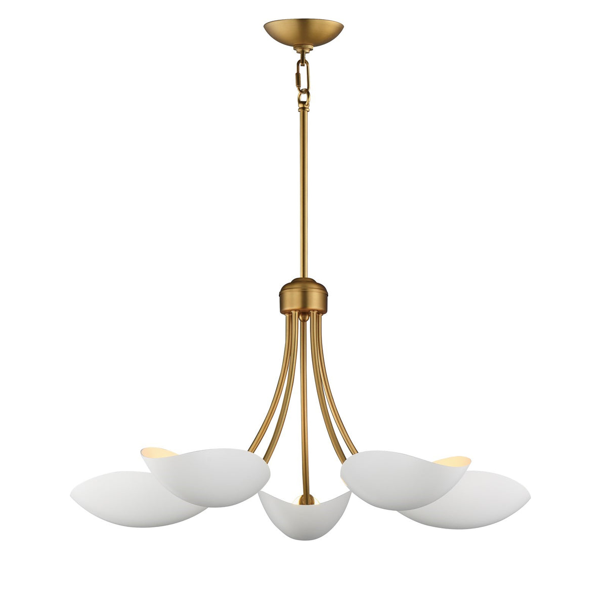 Maxim Lighting Maris 5Lt 14.25" Single-Tier Chandelier, White/Brass