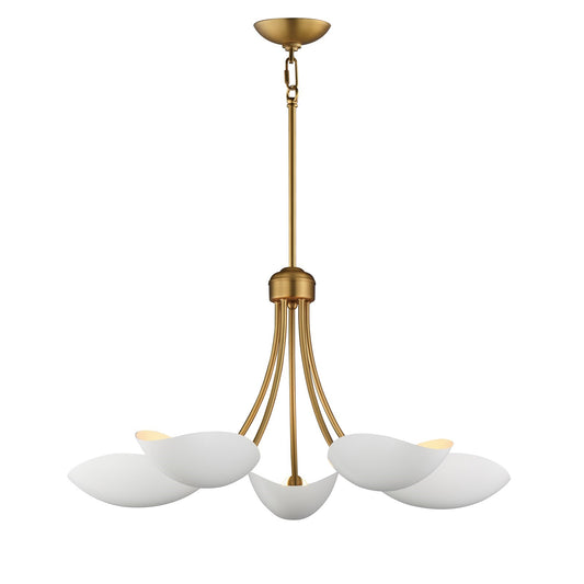 Maxim Lighting Maris 5Lt 14.25" Single-Tier Chandelier, White/Brass