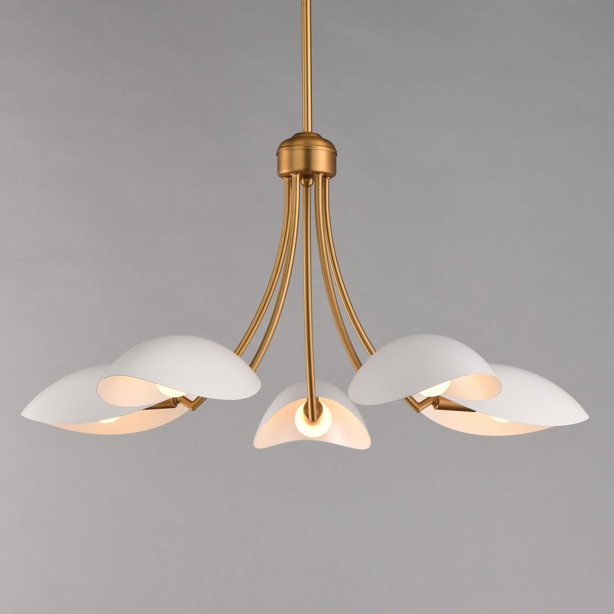 Maxim Lighting Maris 5Lt 14.25" Single-Tier Chandelier, White/Brass