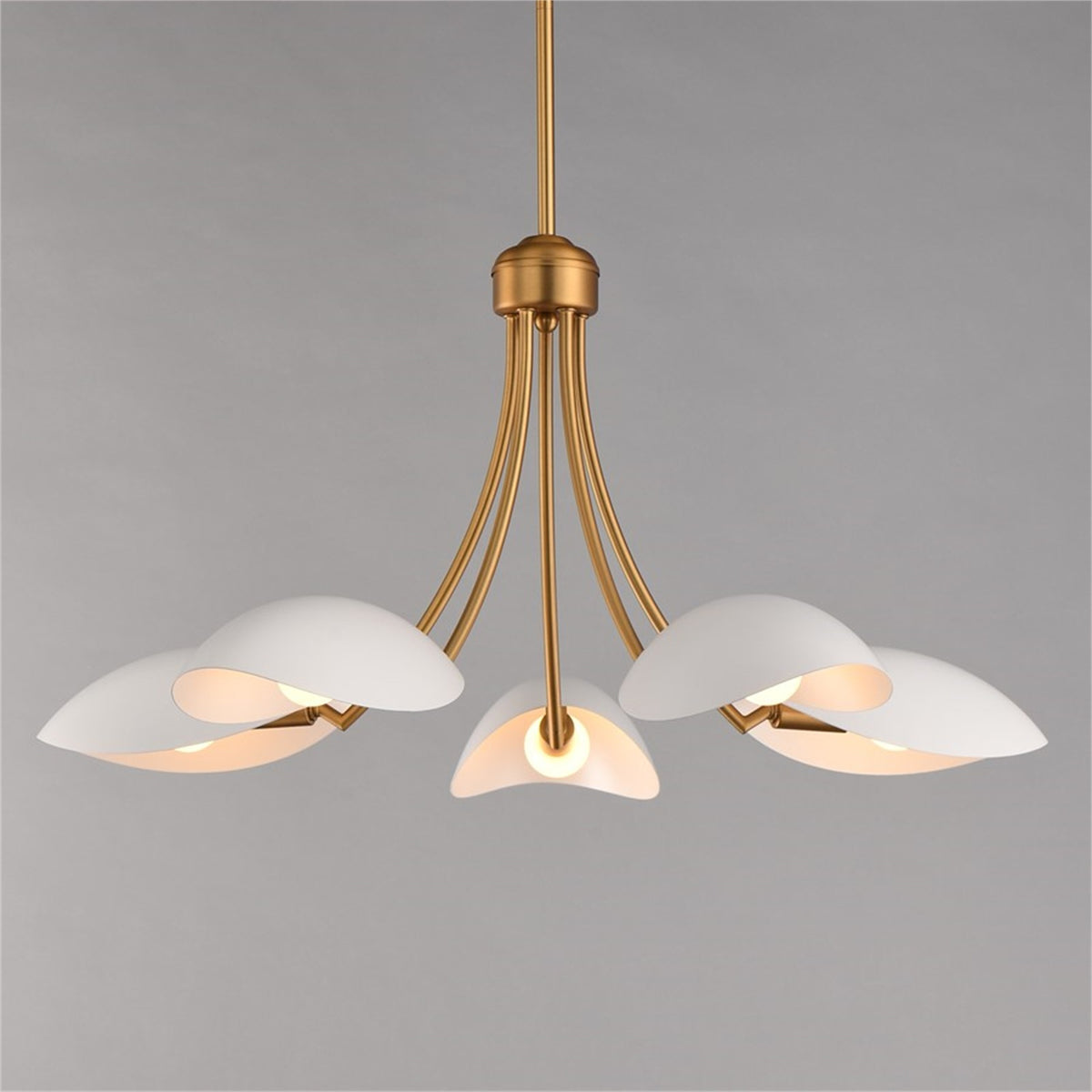 Maxim Lighting Maris 5Lt 14.25" Single-Tier Chandelier, White/Brass