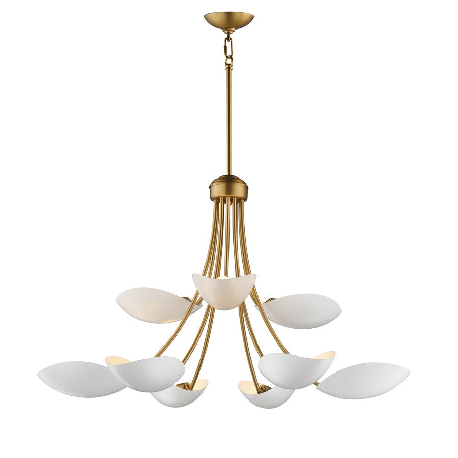 Maxim Lighting Maris 9Lt 21" Multi-Tier Chandelier, White/Brass - 10829WTNAB