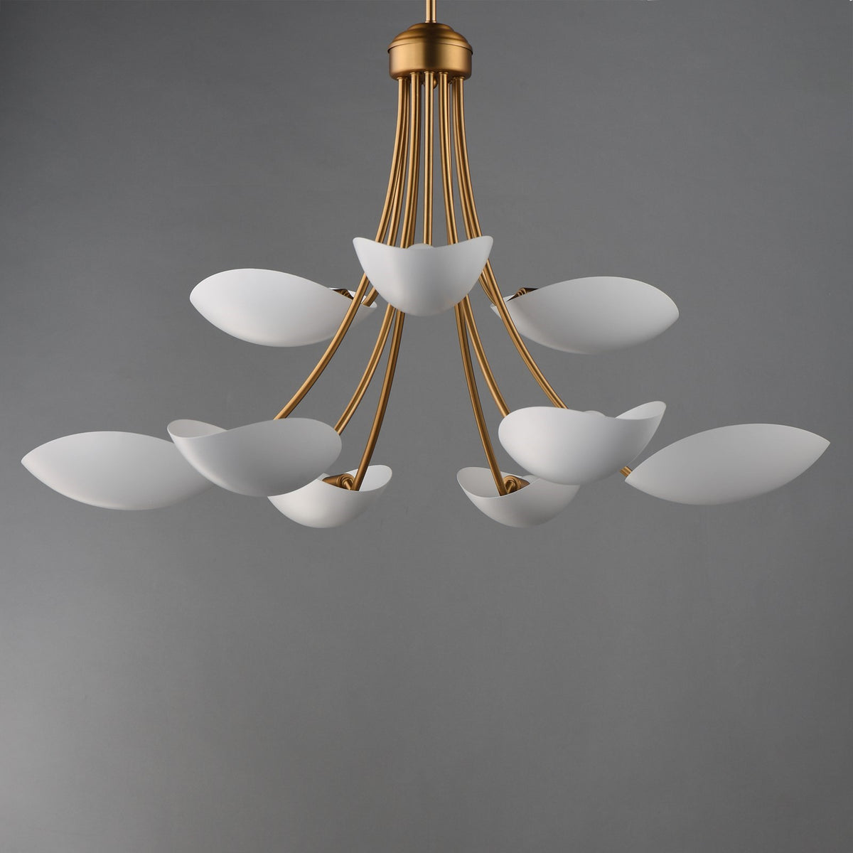 Maxim Lighting Maris 9Lt 21" Multi-Tier Chandelier, White/Brass