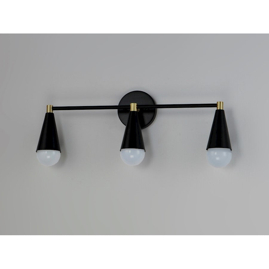 3 Light Bathroom Vanity Light, Black