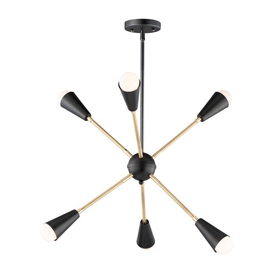 Pendant w/Bulbs, Black/Brass