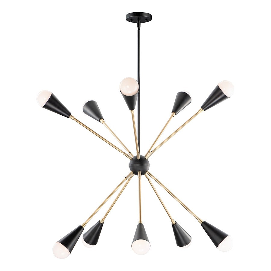 Pendant w/Bulbs, Black/Brass