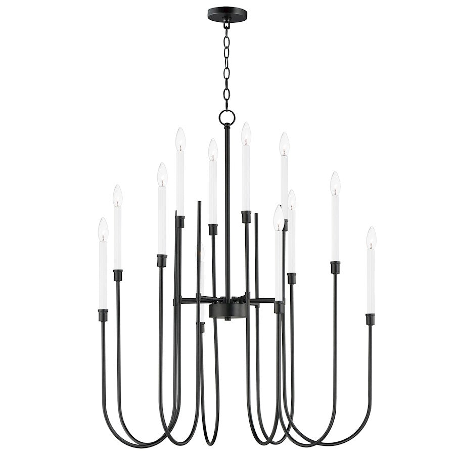 12 Light Chandelier, Black