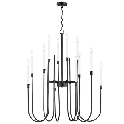 12 Light Chandelier, Black