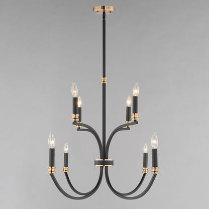 8 Light Multi-Tier Chandelier, Black