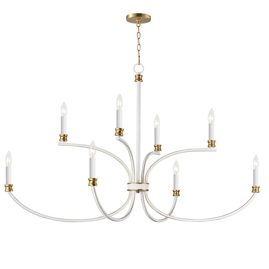 9 Light Multi-Tier Chandelier, Weathered White