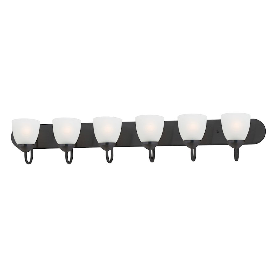 Maxim Lighting Axis 6 Light Strip Bath Vanity, Black/Frosted