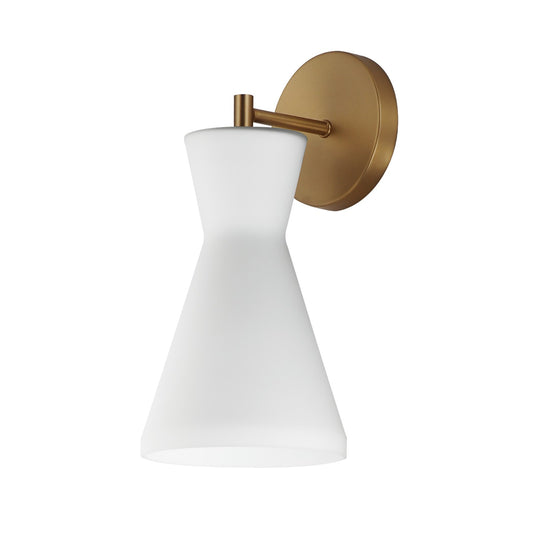 Maxim Lighting Sinch 14in 1-Light Wall Sconce | Modern Natural Aged Brass and Satin White Glass | Bedroom & Hallway Accent Light | Model 11450SWNAB