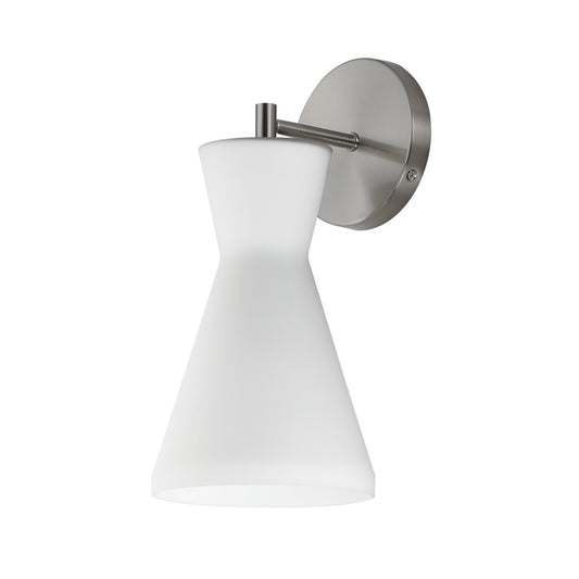 Maxim Lighting Sinch 14in 1-Light Wall Sconce | Modern Satin Nickel and Satin White Glass | Bedroom & Hallway Accent Light | Model 11450SWSN
