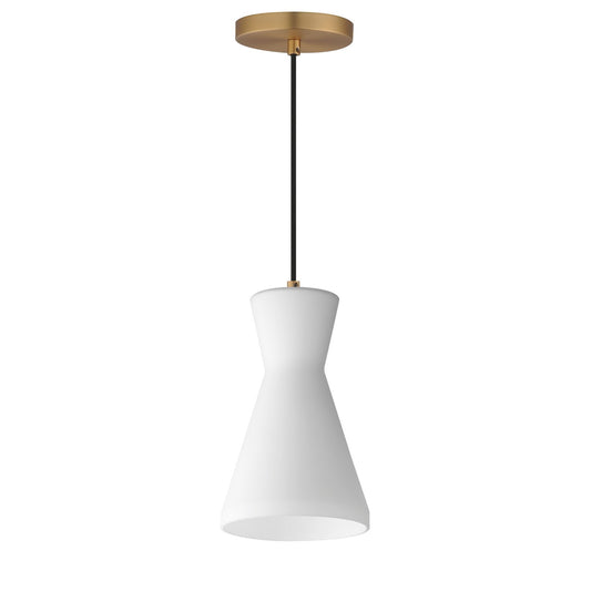 Maxim Lighting Sinch 7in 1-Light Pendant | Modern Natural Aged Brass and Satin White Glass | Kitchen Island & Dining Room | Model 11451SWNAB