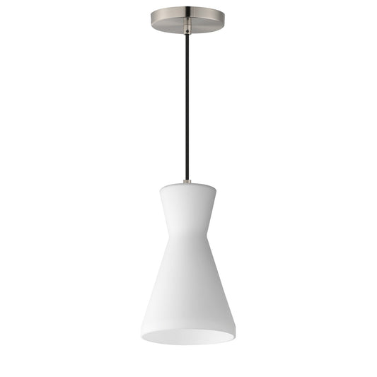 Maxim Lighting Sinch 11in 1-Light Pendant | Modern Satin Nickel and Satin White Glass | Kitchen Island & Dining Room | Model 11451SWSN