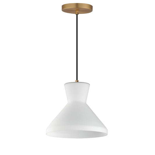 Maxim Sinch 10in 1-Light Pendant | Modern Natural Aged Brass and Satin White Glass | Kitchen Island & Dining Room | Model 11452SWNAB