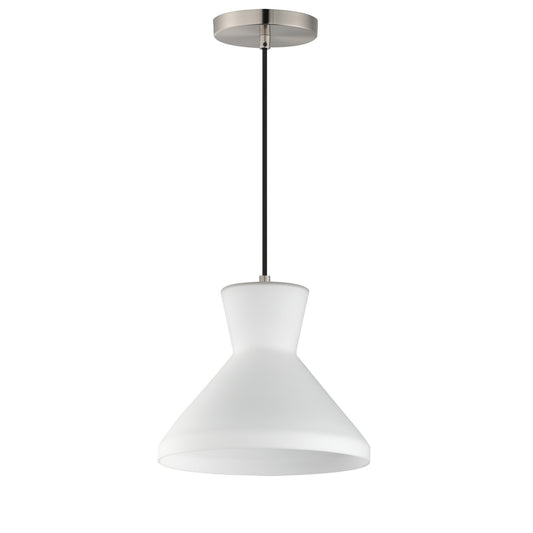 Maxim Sinch 10in 1-Light Pendant | Modern Satin Nickel and Satin White Glass | Kitchen Island & Dining Room | Model 11452SWSN