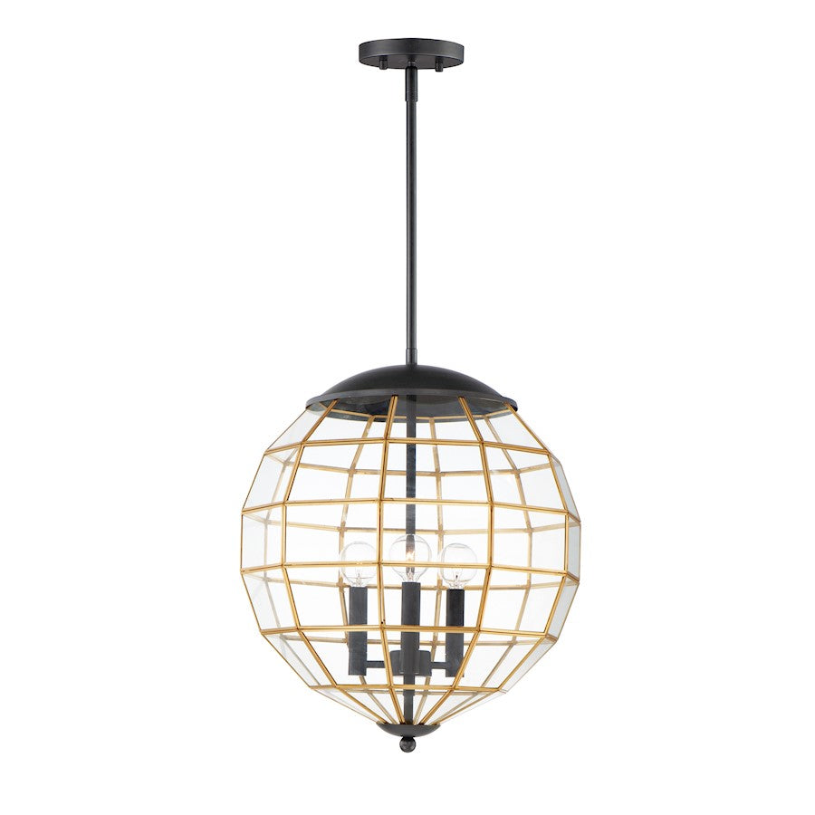 3 Light Pendant, Black