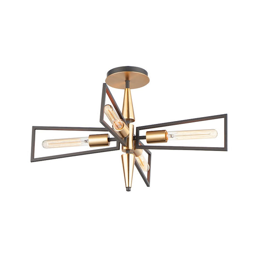 Maxim Lighting Wings 4-Light Flush Mount, Black/Satin Brass
