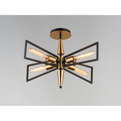 Maxim Lighting Wings 4-Light Flush Mount, Black/Satin Brass
