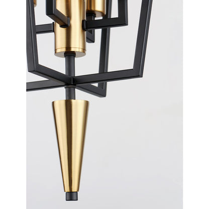4 Light Pendant, Black/Satin Brass