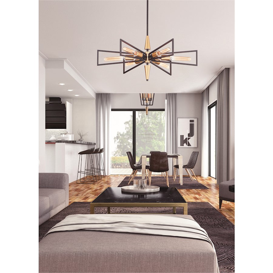 6 Light Chandelier, Black