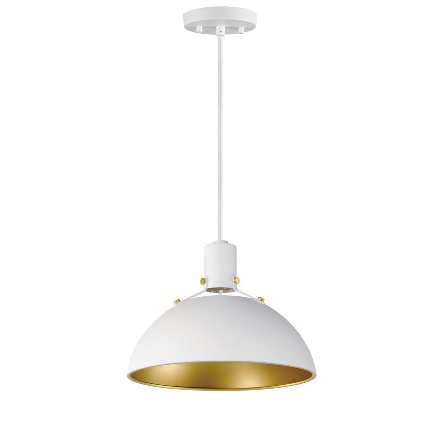 1 Light Single Pendant, White