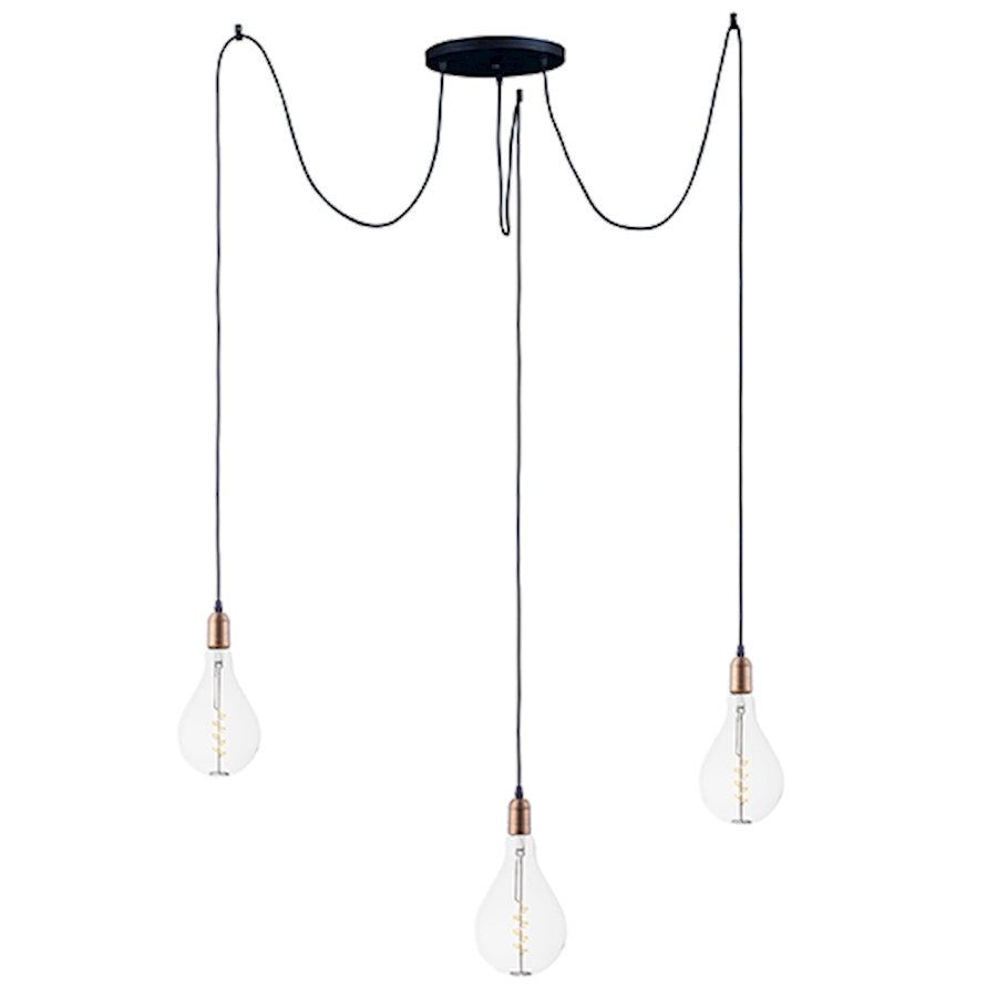 Maxim Lighting Early Electric 3 LT Pendant, Black/Brass